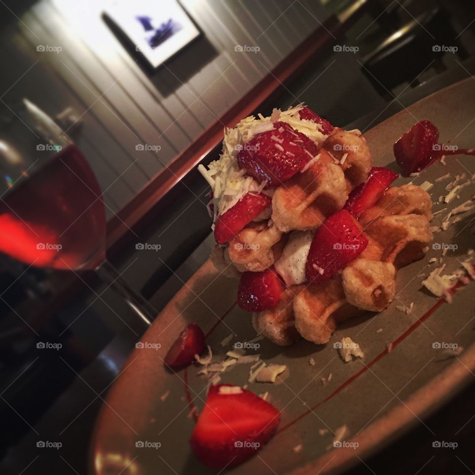 Belgian waffles with wine