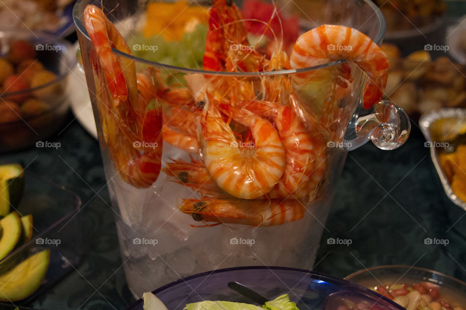 Prawns on ice