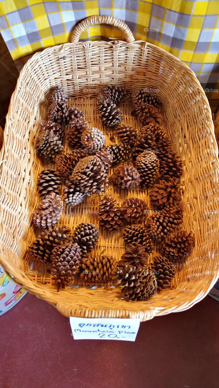 A basket of mountain pine in Thailand.