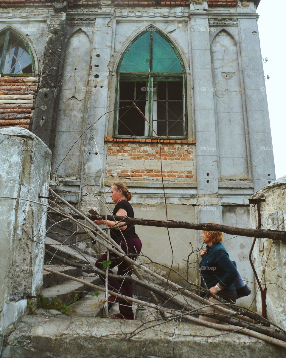 The old gothic palace of the nobleman Goroholsky in the village Chervone. The castle is now a monastery, and part of the palace in an abandoned state