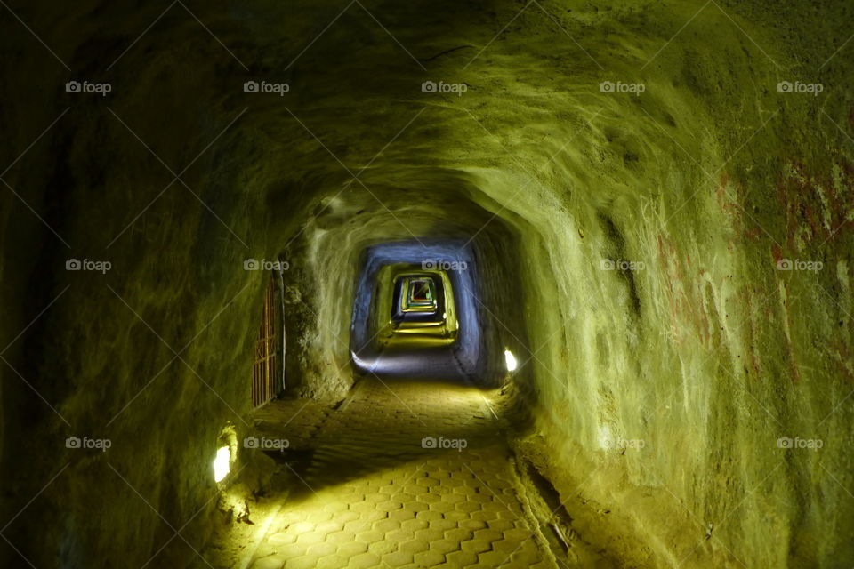 Japanese underground tunnel built during wold war 2 in Bukittinggi, Padang. West Sumatra. Indonesia