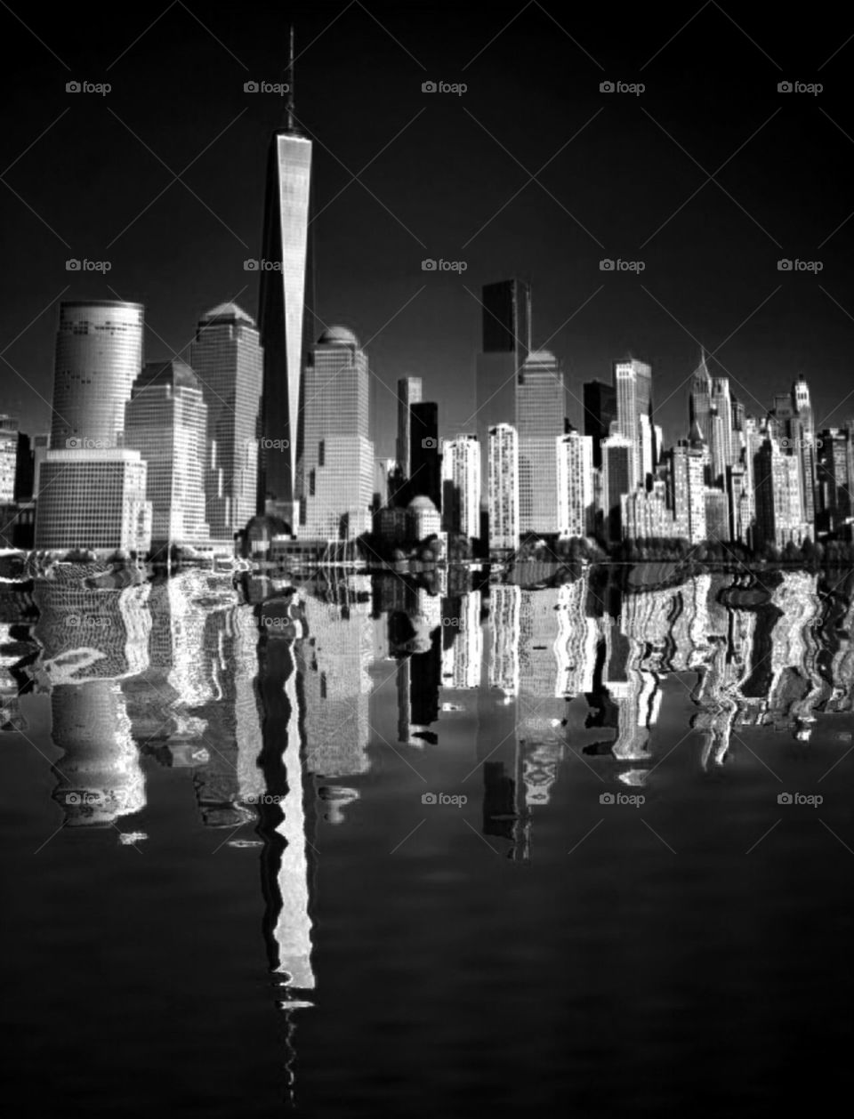 Reflections of New York skyline