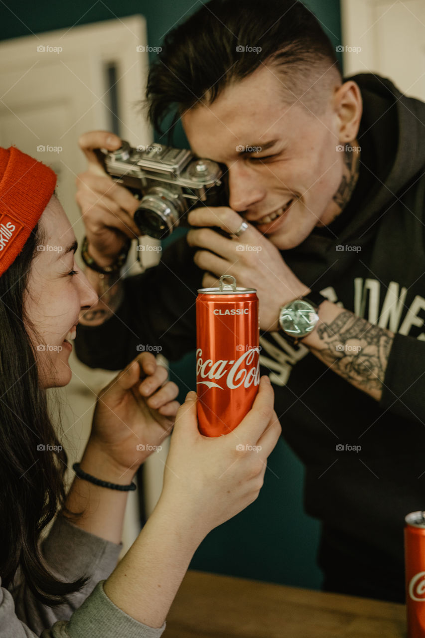 having fun with coca cola