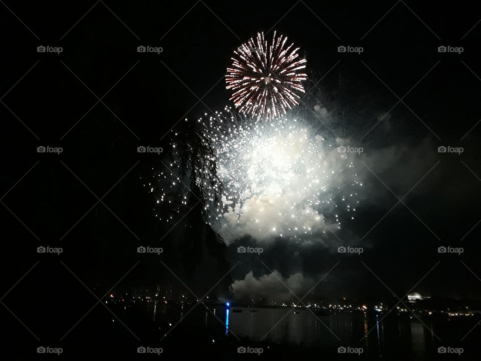 4th of July celebration at the Esplanada Charles River Boston MA lights and colors and life