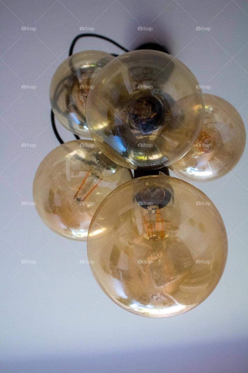 Big yellow balls, light bulbs,  lustre