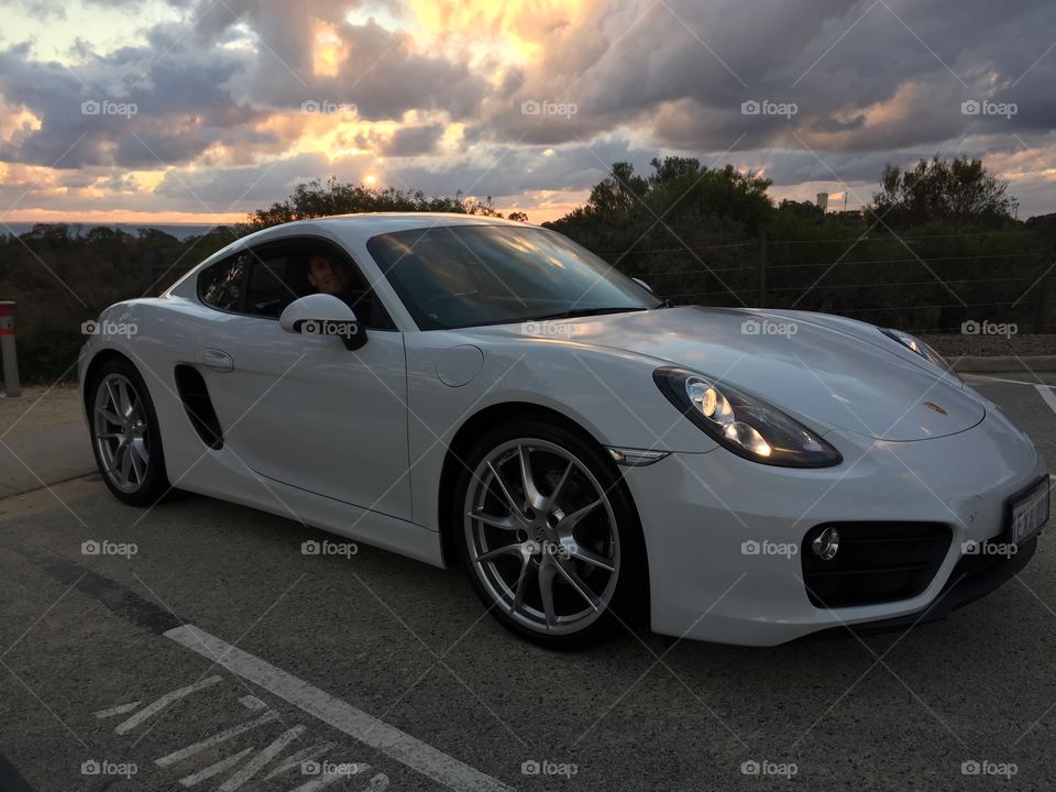 Porche in Perth Australia at sunset