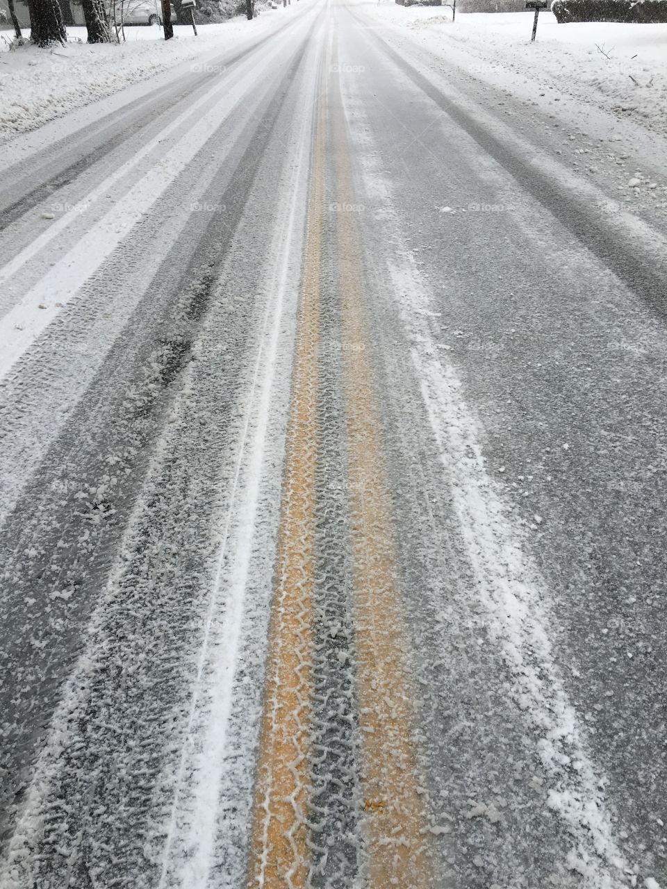 Roadway During Snowstorm, No Vehicles 