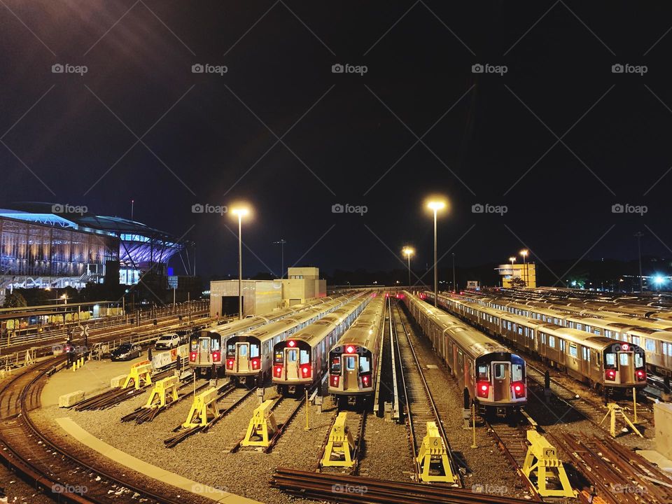 Subway train parking lot 