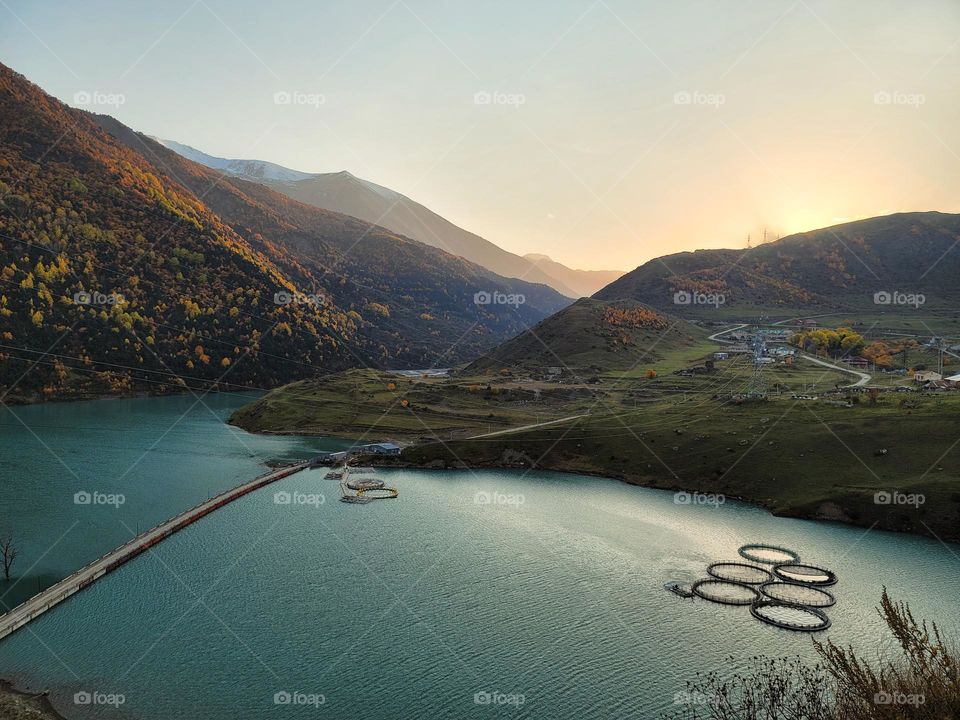 Mountain landscape of Caucasus.  Sunset time