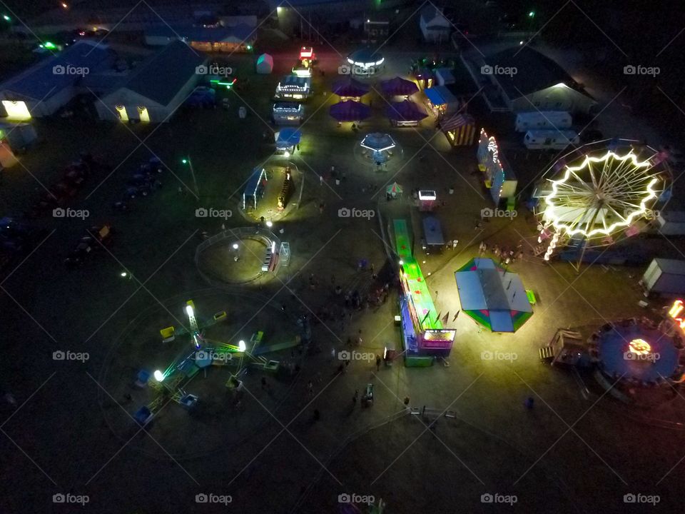 Montmorency County Fair 2018 Night pic from 150 ft . Photo taken by Breeze 4K Drone.
