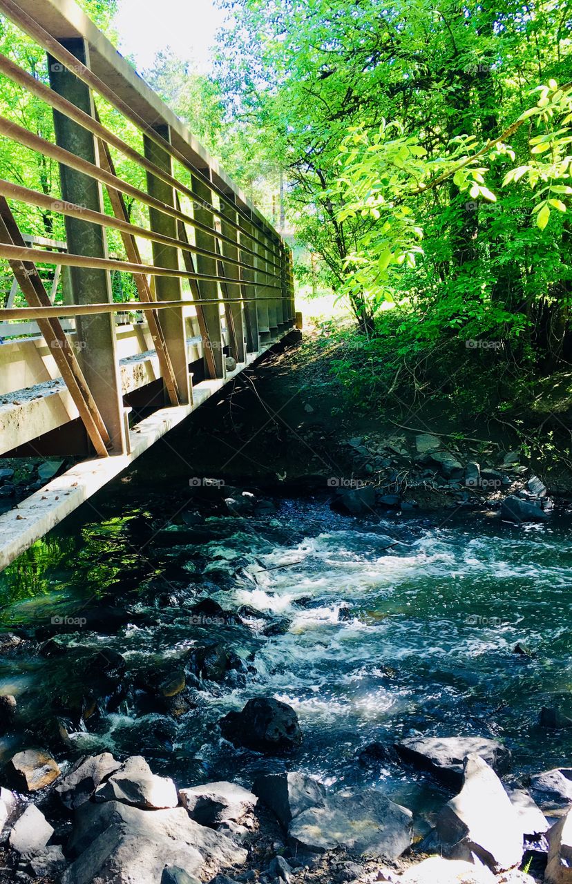 Bridge over rushing water