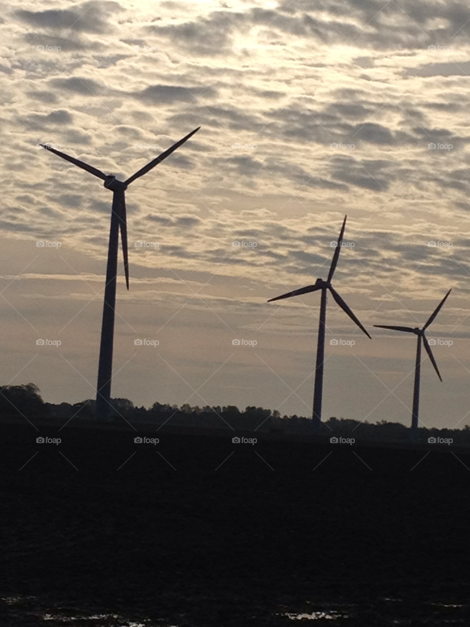 landscape sky silhouette wind turbines by liselott