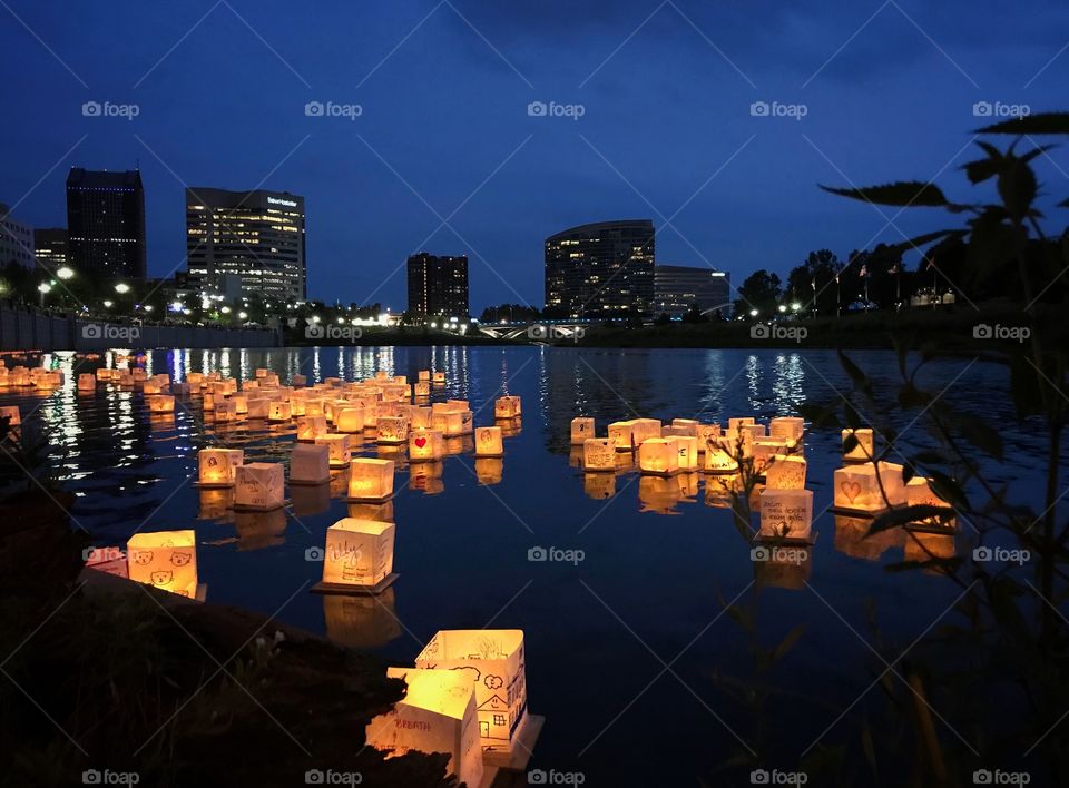 Water lanterns on a beautiful night