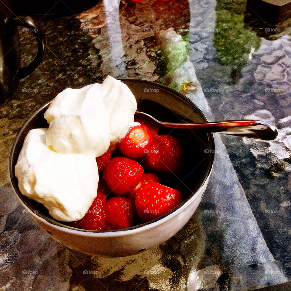 summer cream dessert strawberries by linderborg