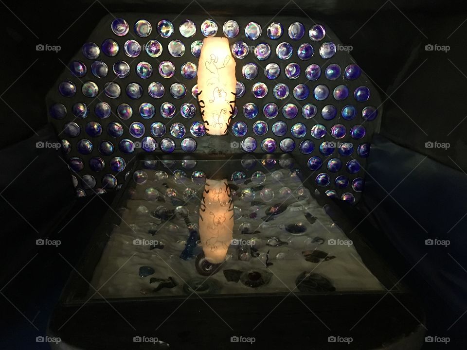 All glass table and back splash with light so coot! Kind of romantic, this also is inside.