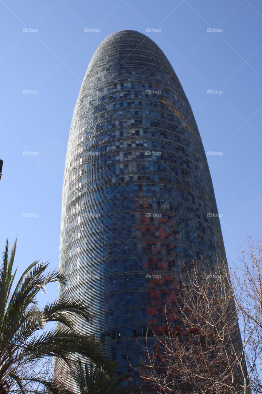 Torre Agbar tower in Barcelona Spain