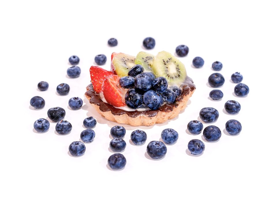 Fruit on a sweet dessert tart 