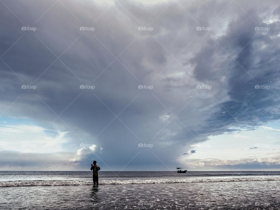 Heavy rainstorm cloud on Cherating, Malaysia