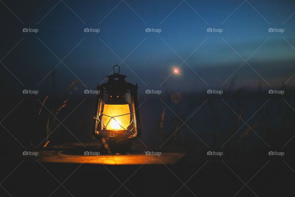 Night lantern. Summer time. 