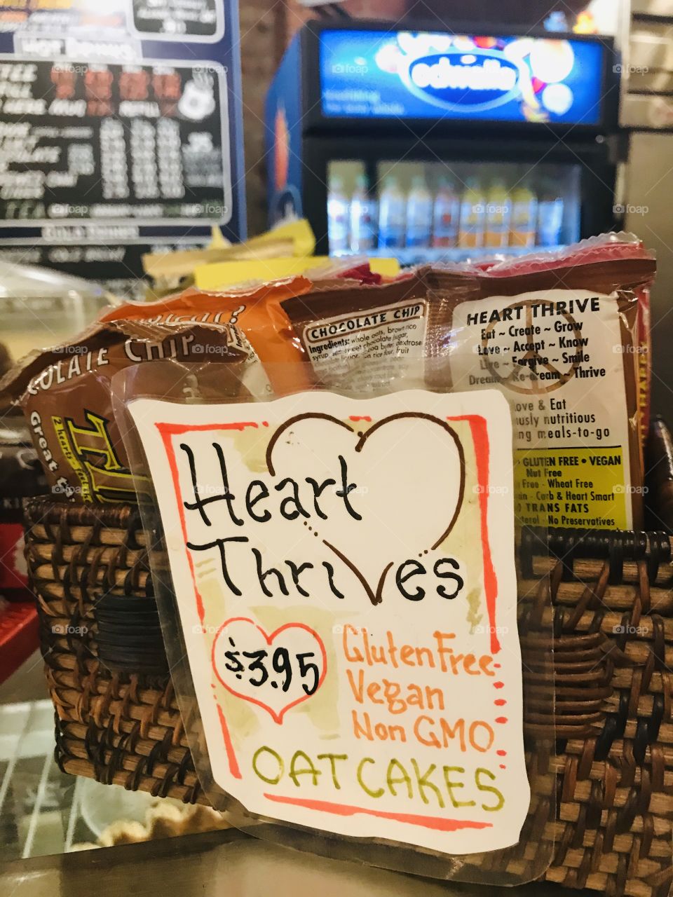 Heart Thrive Oatmeal Protein Cakes at the Great Bear Los Gatos. Chocolate Chip is my favorite. The Lemon Poppyseed is yummy too. 