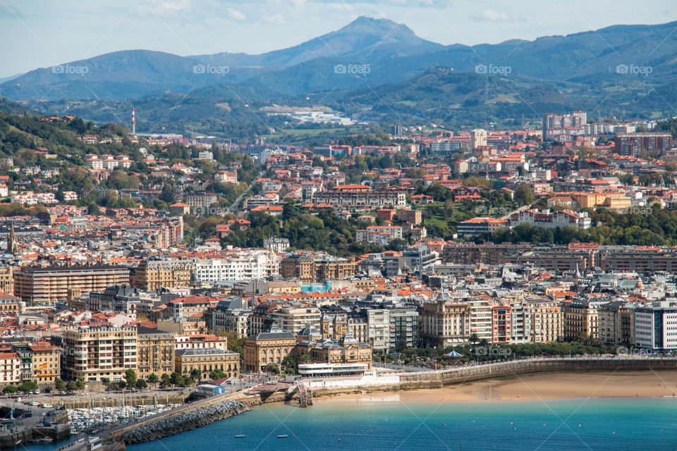 City and beach in San Sebastian