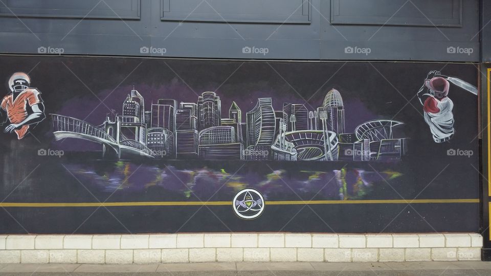 Cincinnati city. painting  of the city