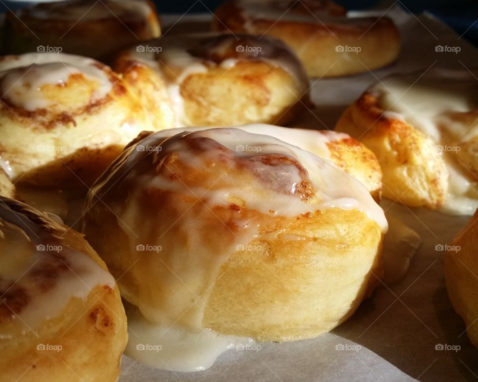 Cinnamon rolls hot from the oven