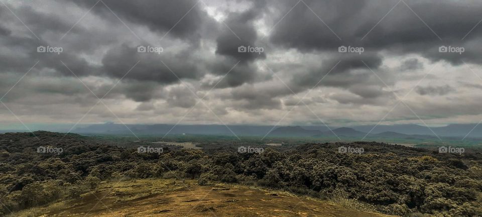 cloudy weather view from top of the mountain.