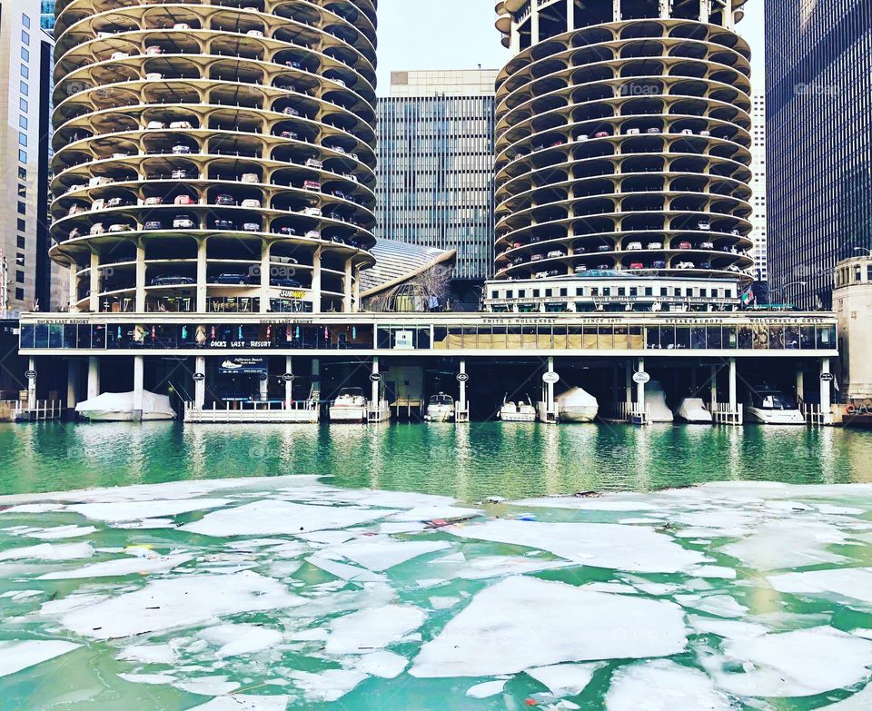 Frozen Chicago Riverwalk