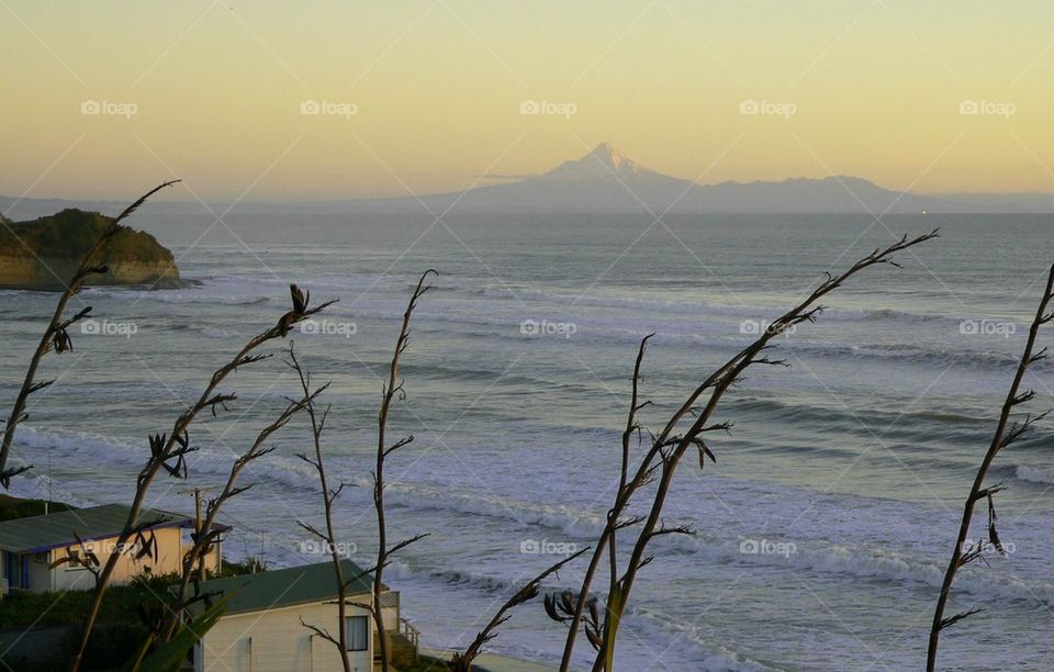 mountain across the sea