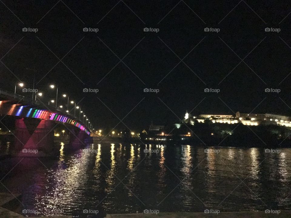 View at night of Petrovaradin fortress