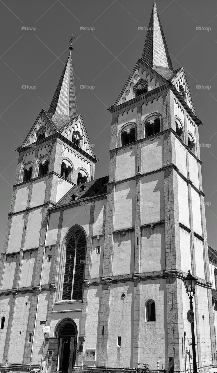 Architecture photography of a building in black and white /beautiful streets and buildings in Old Towns and cities /an old church in Germany