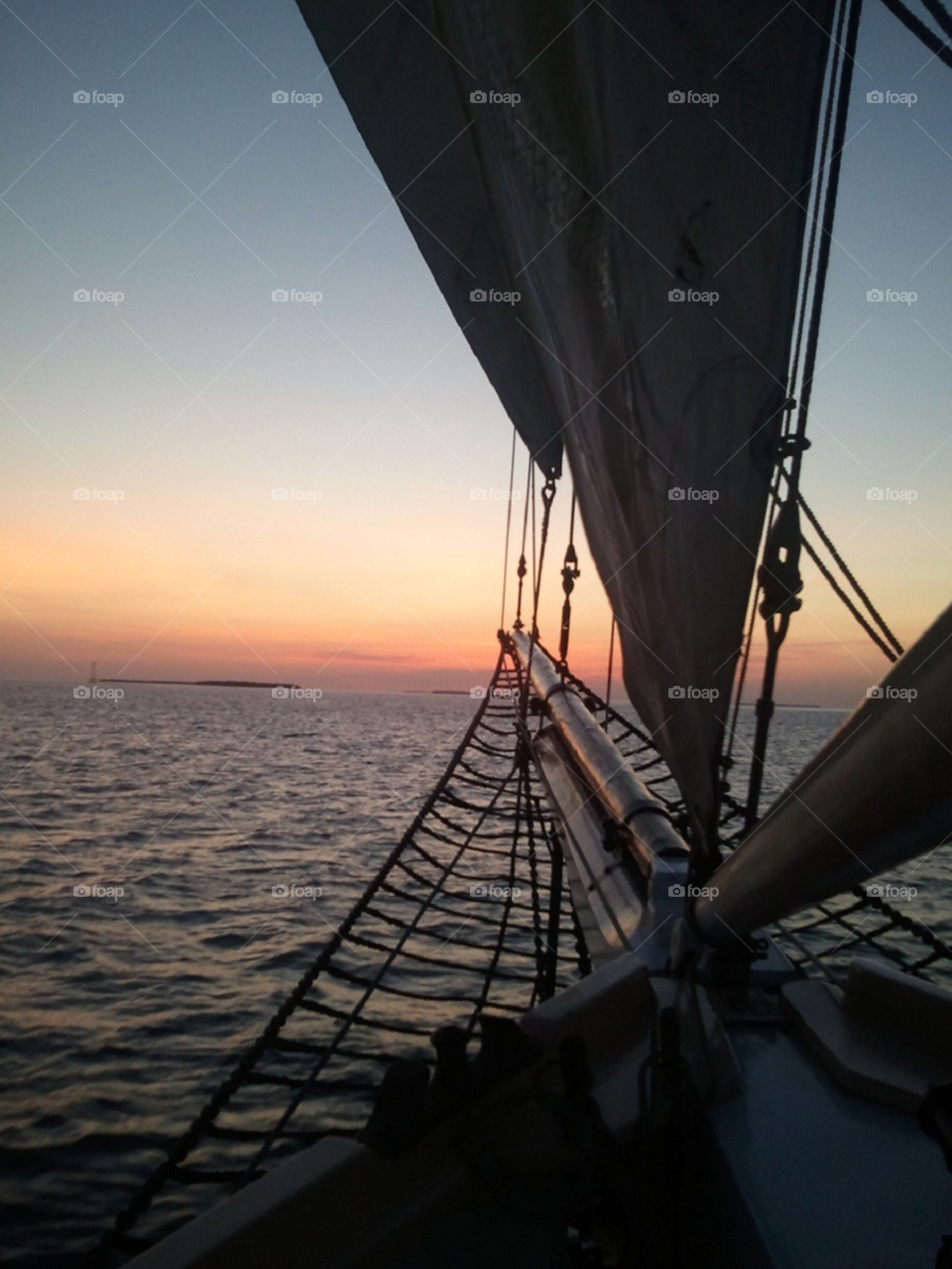 Sunset Sailing. Taken aboard the Western Union tall ship in Key West, Fl