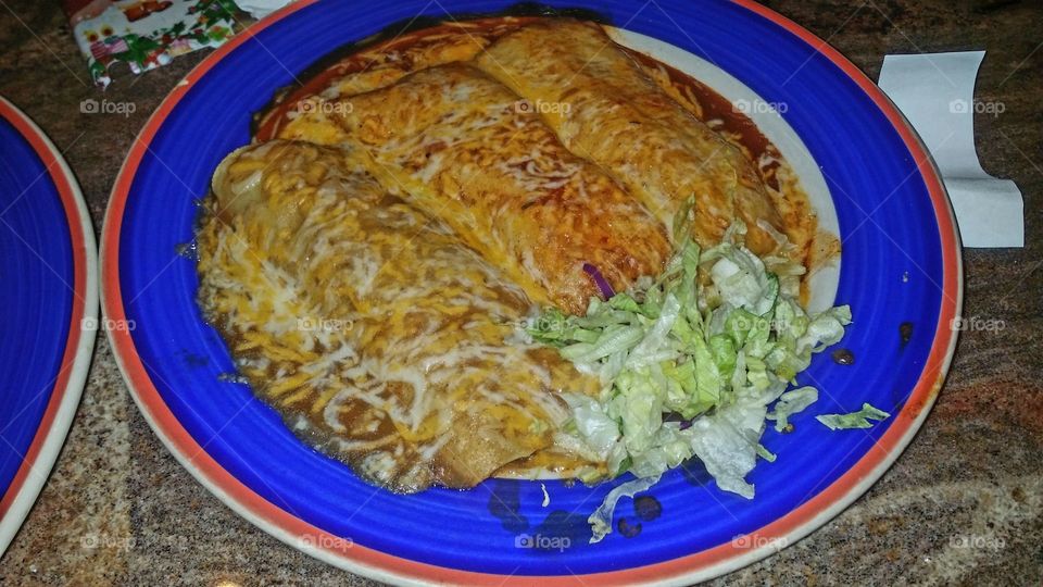 enchiladas with refried beans