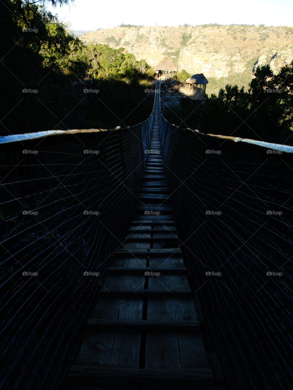 A suspension bridge only taken by the brave. If you have height issues, then don't brave it...

But cross it and see the vast beauty of the amazing game Reserve in the Oribi Gorge of Lake Eland. 