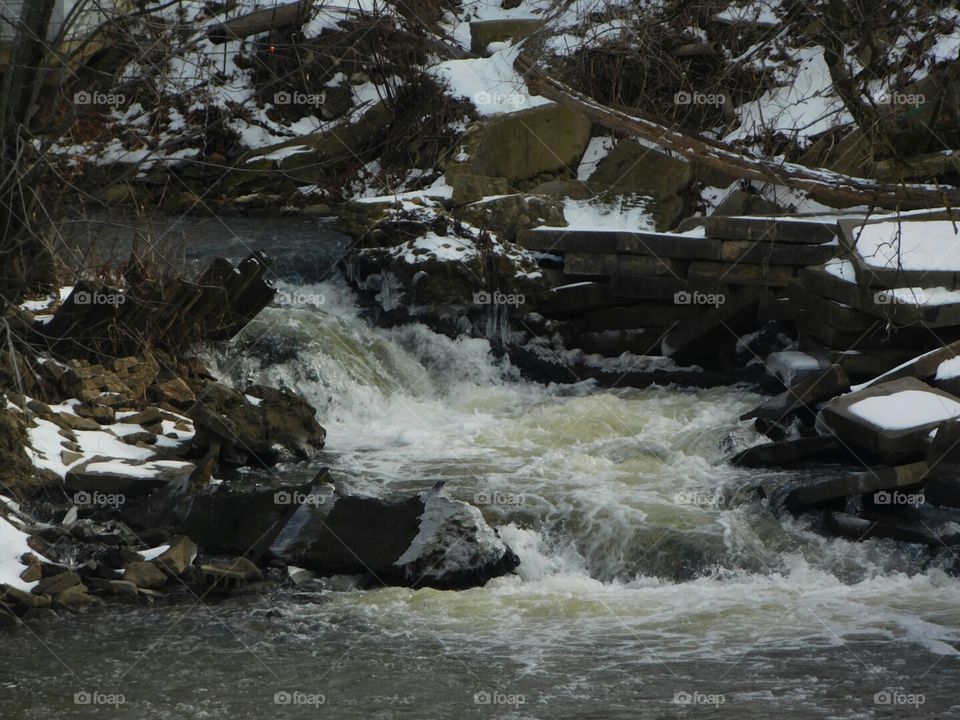 Waterfall in winter. winter waterfall
