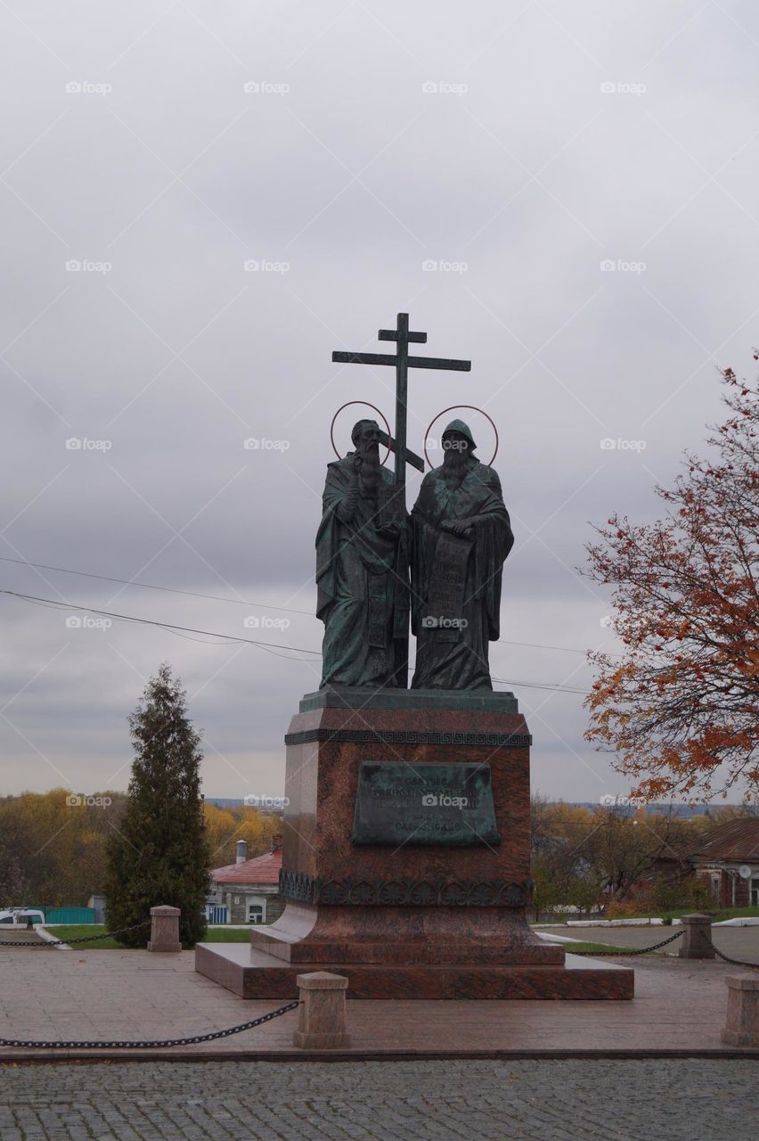 Monument to Cyril and Methodius in the Kolomna Kremlin