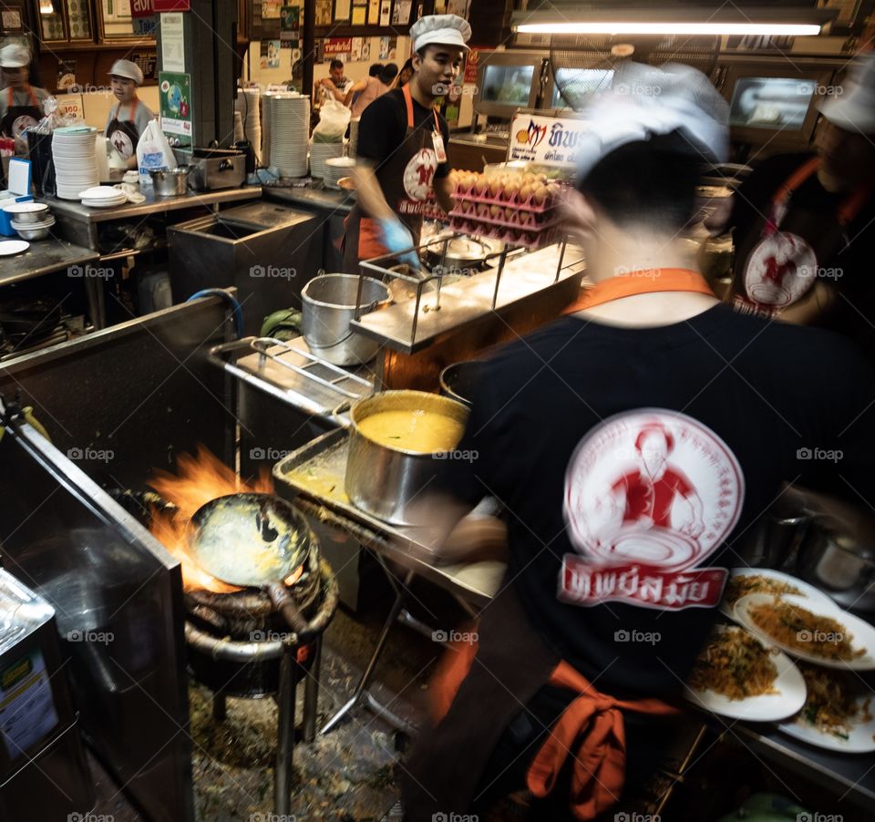 Bangkok/Thailand-March 15 2019:Customers’re waiting to eat famous thai noodle , Padthai Pra-Too-Pee 