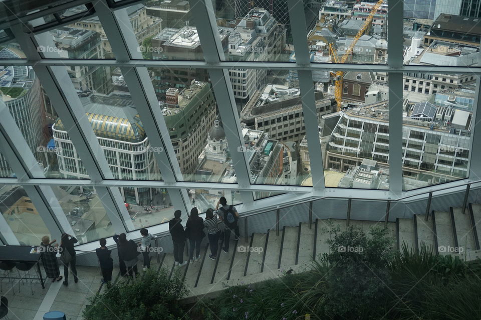 Huge window with an impressive view of the city of London 