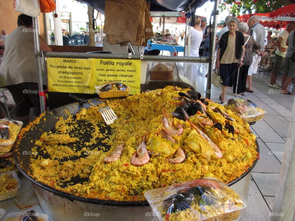 Fragrant Paella in the square in Bandol