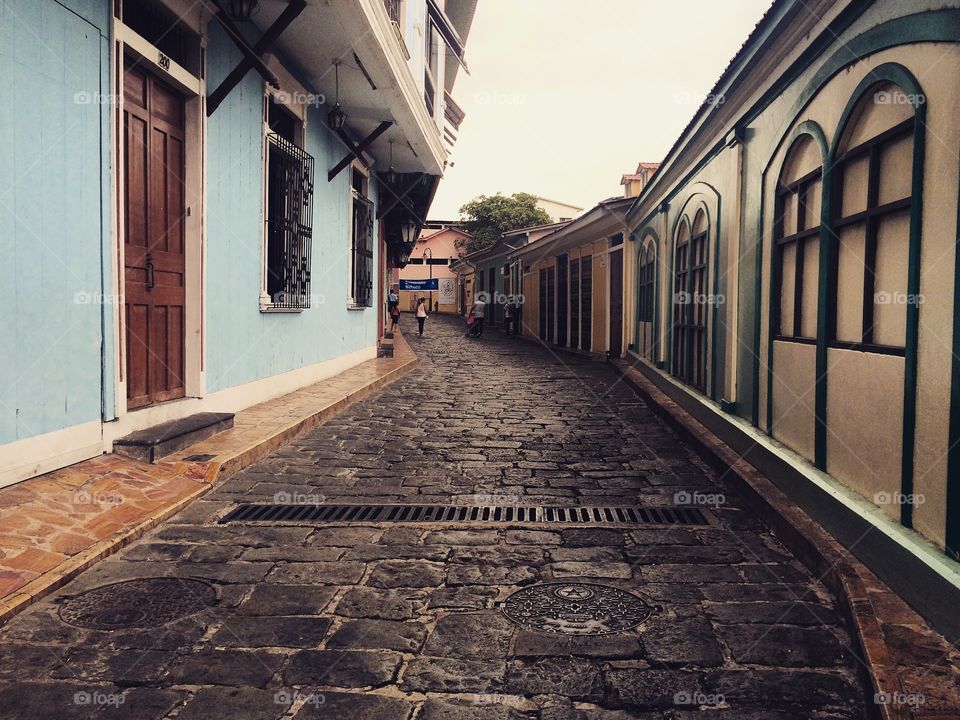 Old town stones road