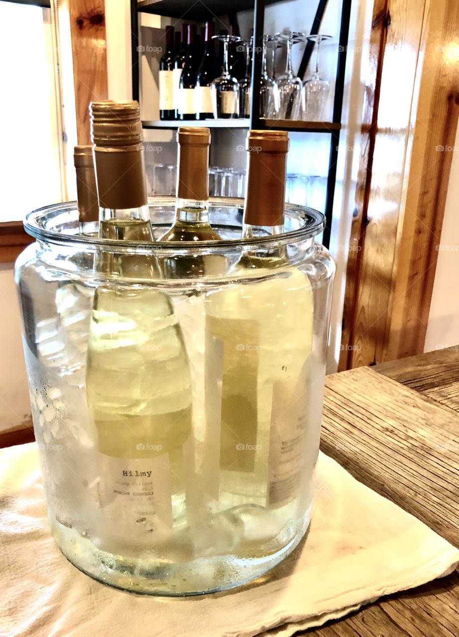 Wine bottles cooling 