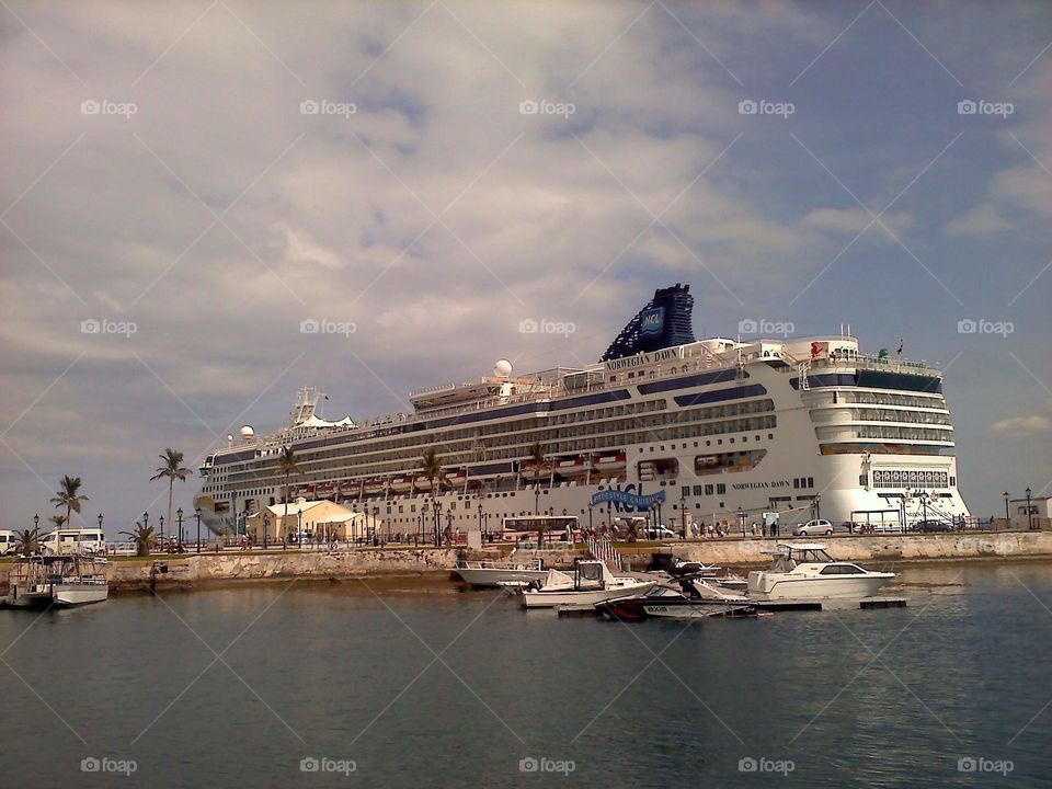 Norwegian Dawn - Bermuda. The Norwegian Dawn cruise ship docked at Bermuda.