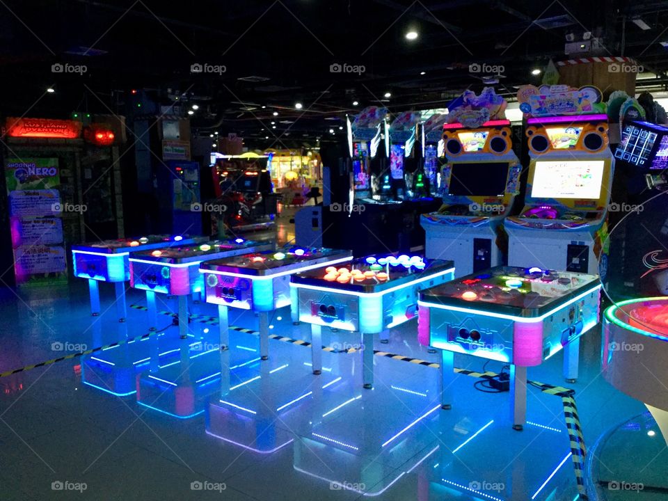 Neon light game center 
