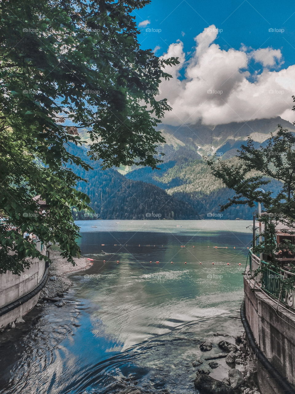 blue lake in the mountains