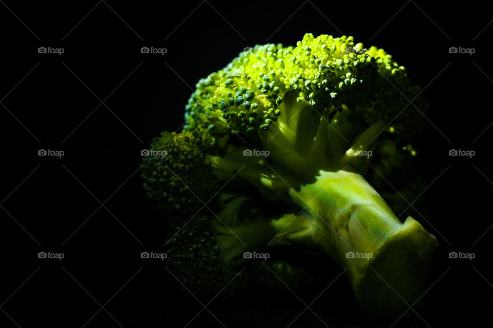 Zoomed in - an interesting perspective on a brocolli stem and flower.