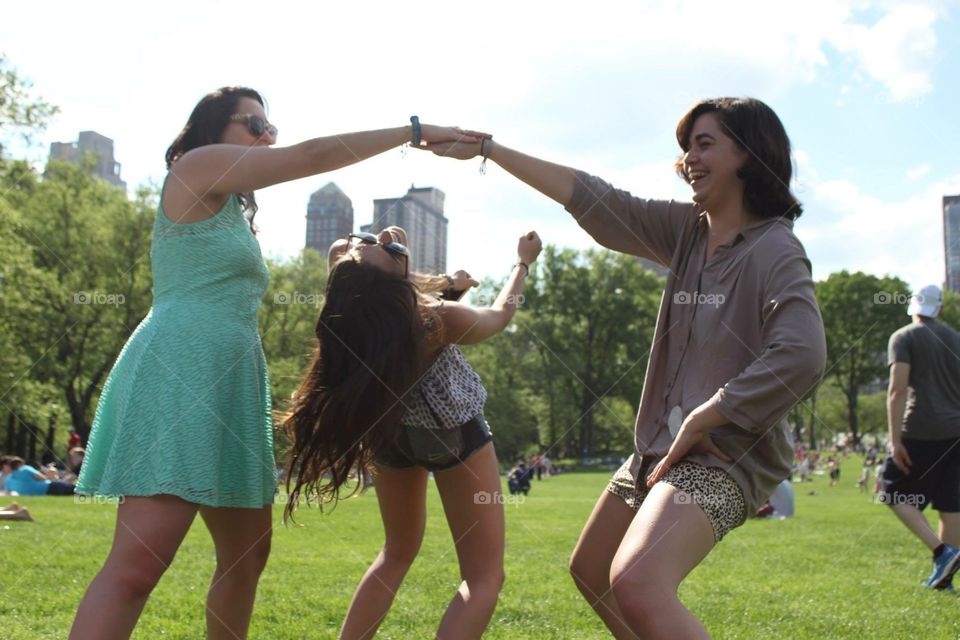 Spring girls. Girls having fun in Central Park