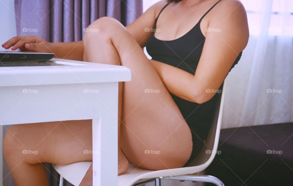 Woman working on a laptop