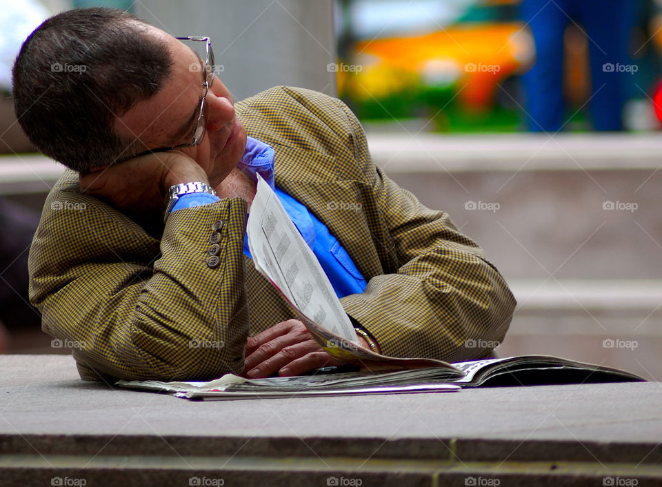 sleeping man lunch time by delvec