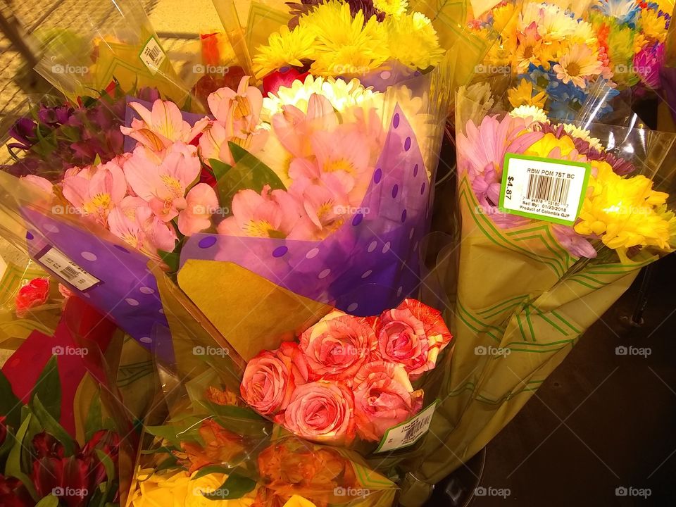 Beautiful flowers arrangement shop. florist, floral arrangement, colourful